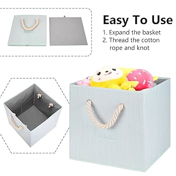 Amazon.co.jp: 布製キューブストレージビン ブルーグレー 収納